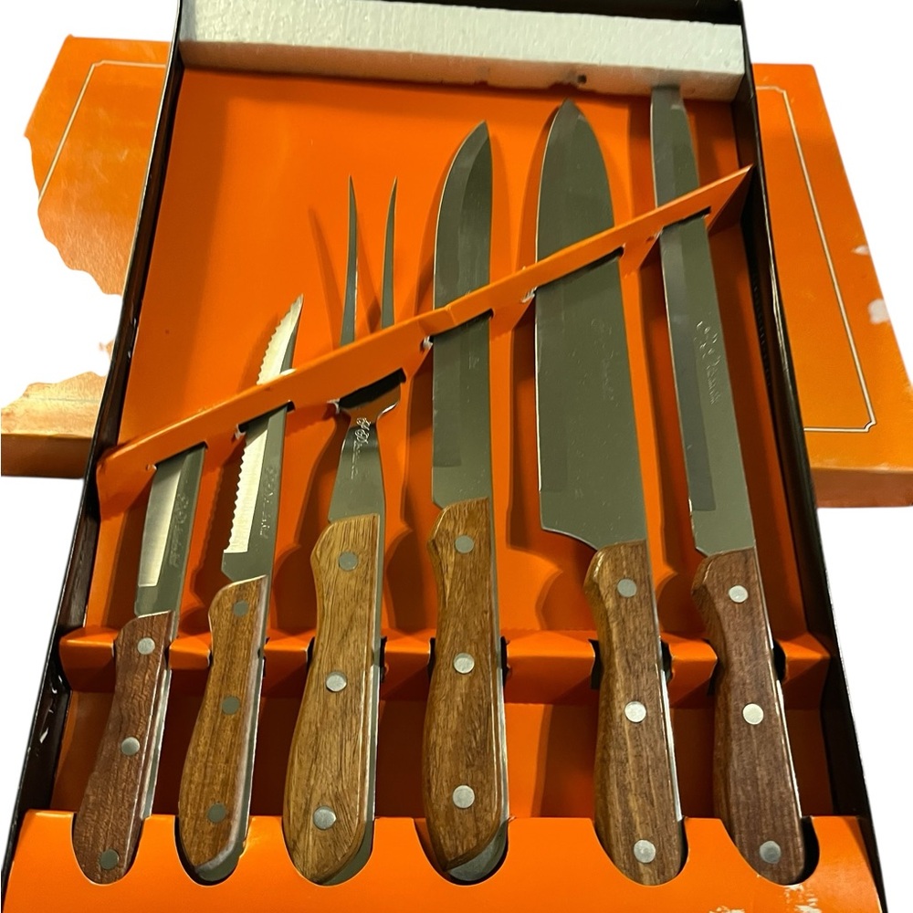 Caesars Vintage stainless steel Wood Handle Knife Set